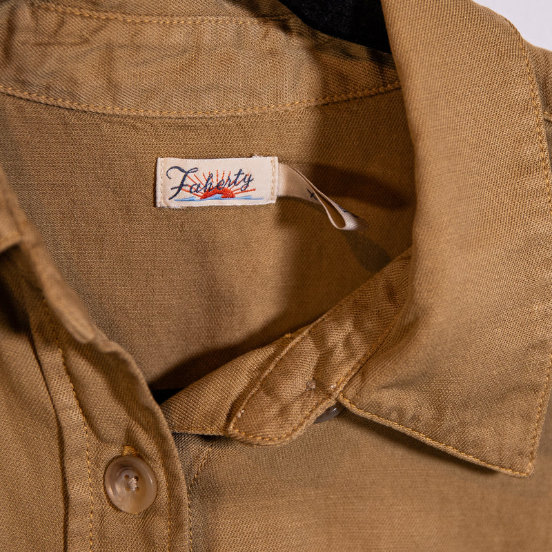 Faherty Women's Arlie Linen Organic Cotton Collared Button Front Shirtdress Tan