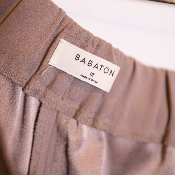 Babaton Aritzia Cohen Mid Rise Front Pleated Chiffon Ankle Length Trouser Pants