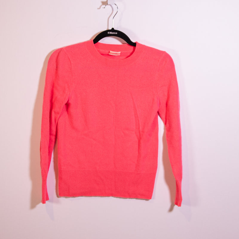 J. Crew Women's 100% Cashmere Knit Stretch Crew Neck Pullover Sweater Pink XXS