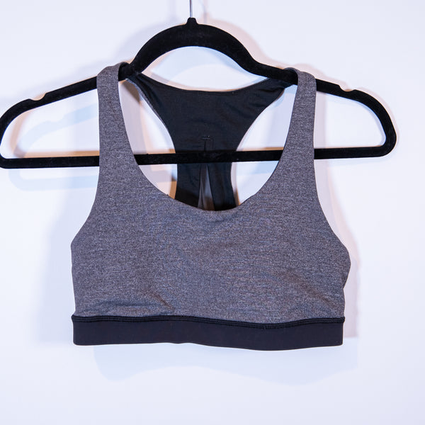 Lululemon Invigorate Mesh Racerback Athletic Work Out Sports Bra Heathered Black