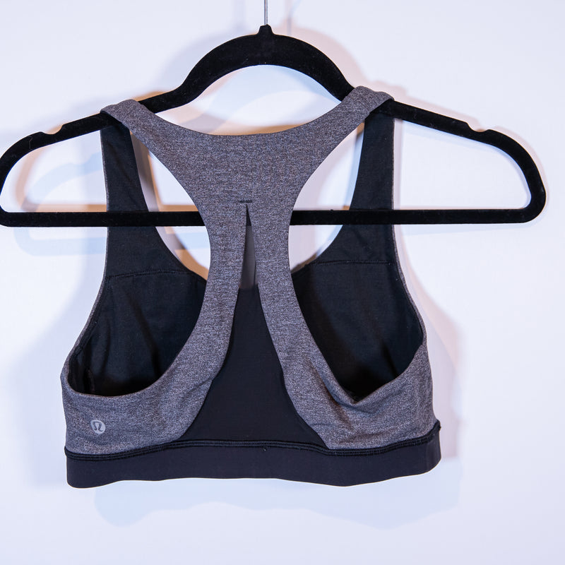 Lululemon Invigorate Mesh Racerback Athletic Work Out Sports Bra Heathered Black