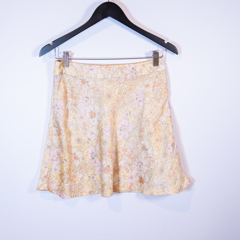 Free People Phoebe Satin Bias Cut Daisy Floral Flower Print Pattern Mini Skirt 4