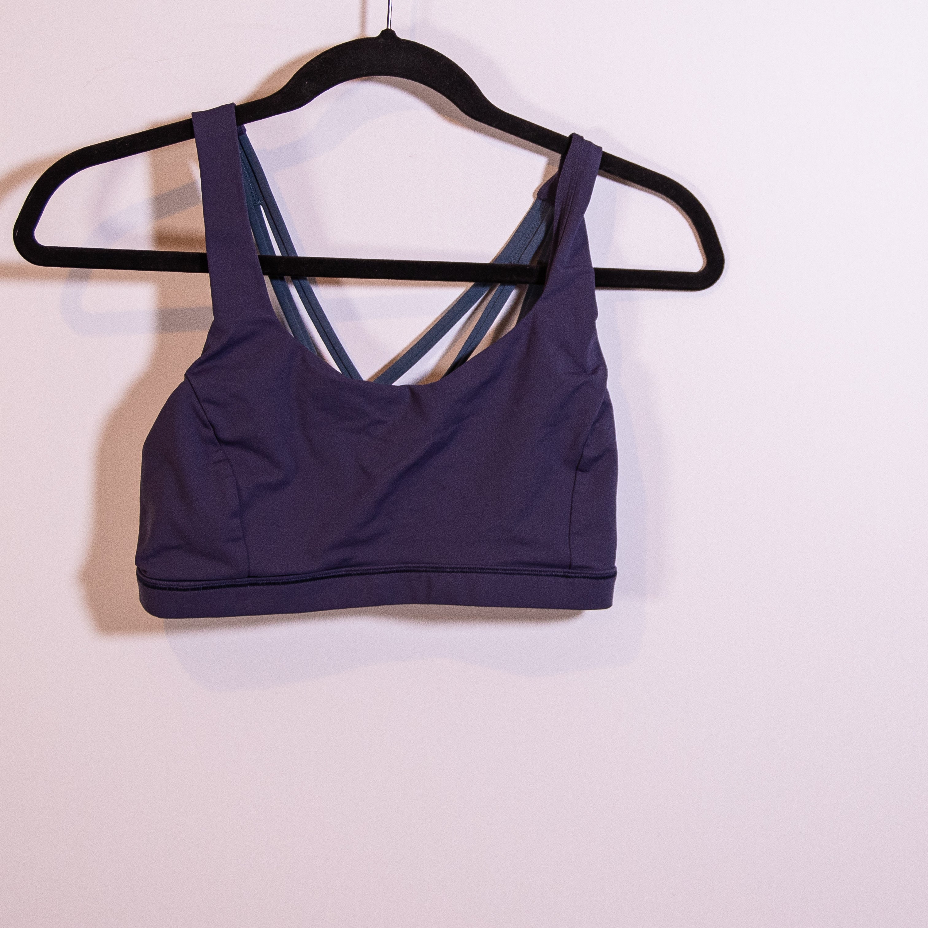 Lululemon Women's Free To Be Serene Strappy Sports Bra Cadet Blue Iron Purple 8