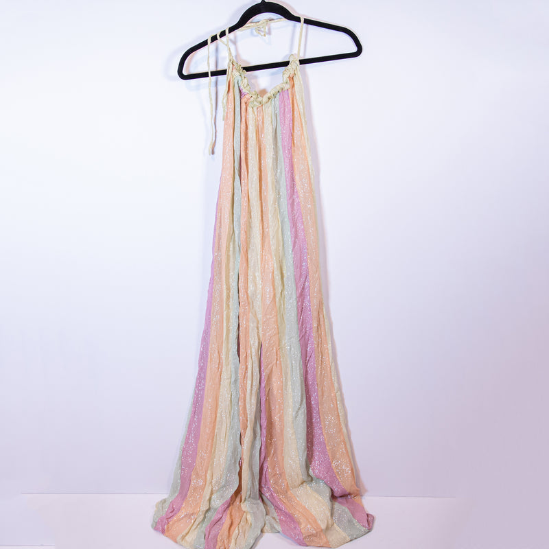 Sundress Sophie Full Length Pastel Mix Pink Metallic Rainbow Stripe Jumpsuit M/L