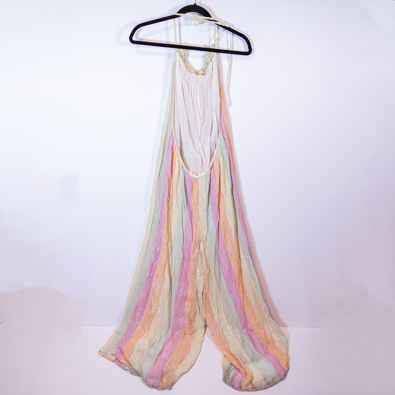 Sundress Sophie Full Length Pastel Mix Pink Metallic Rainbow Stripe Jumpsuit M/L