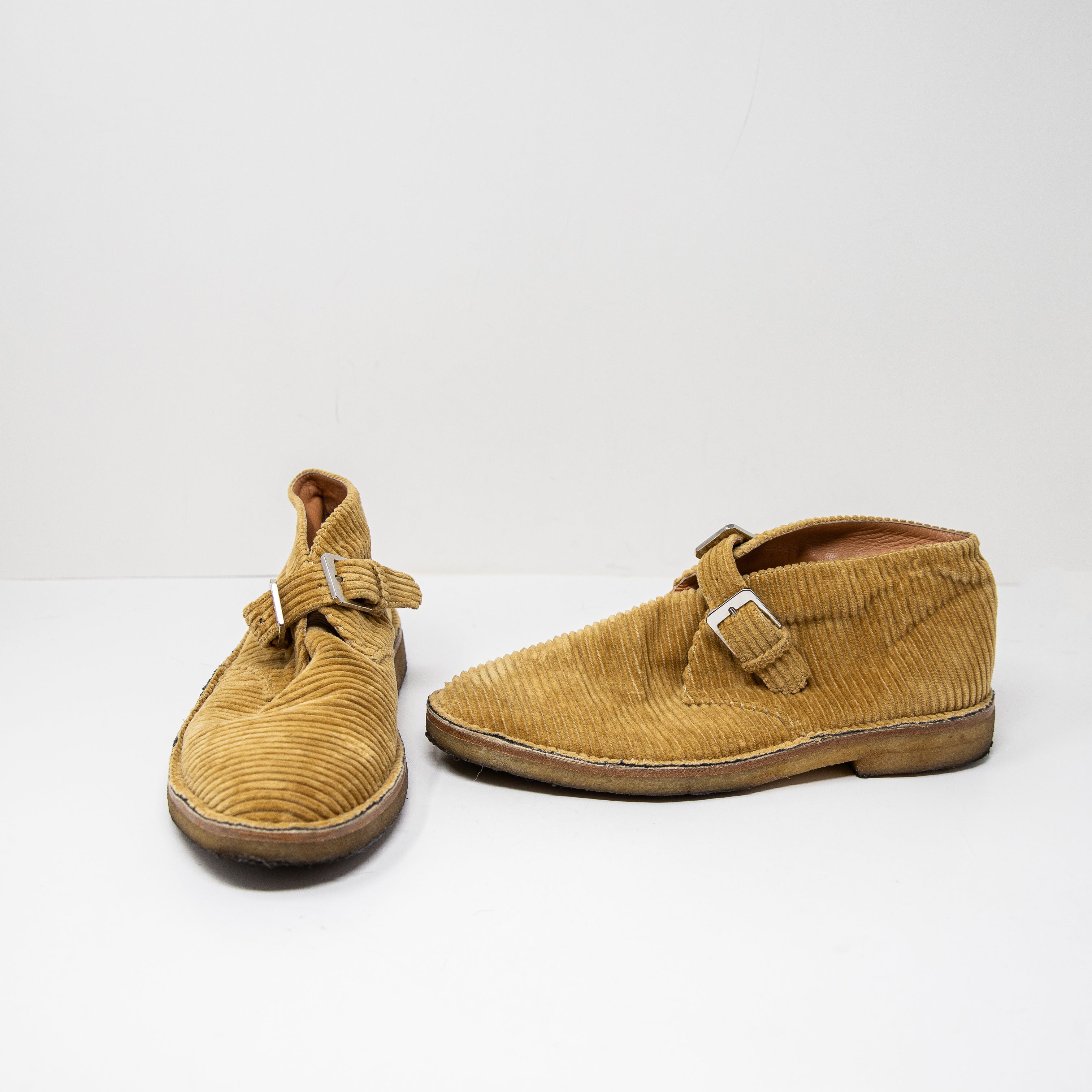 Laurence Dacade Corduroy Velvet Velour Low Top Ankle Buckle Booties Flat Shoes