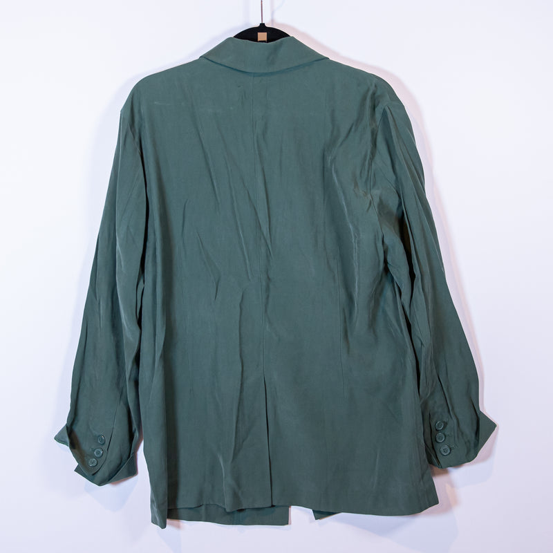 Open Edit Soft Gabardine One Button Collared Blazer Jacket Green Cilantro M