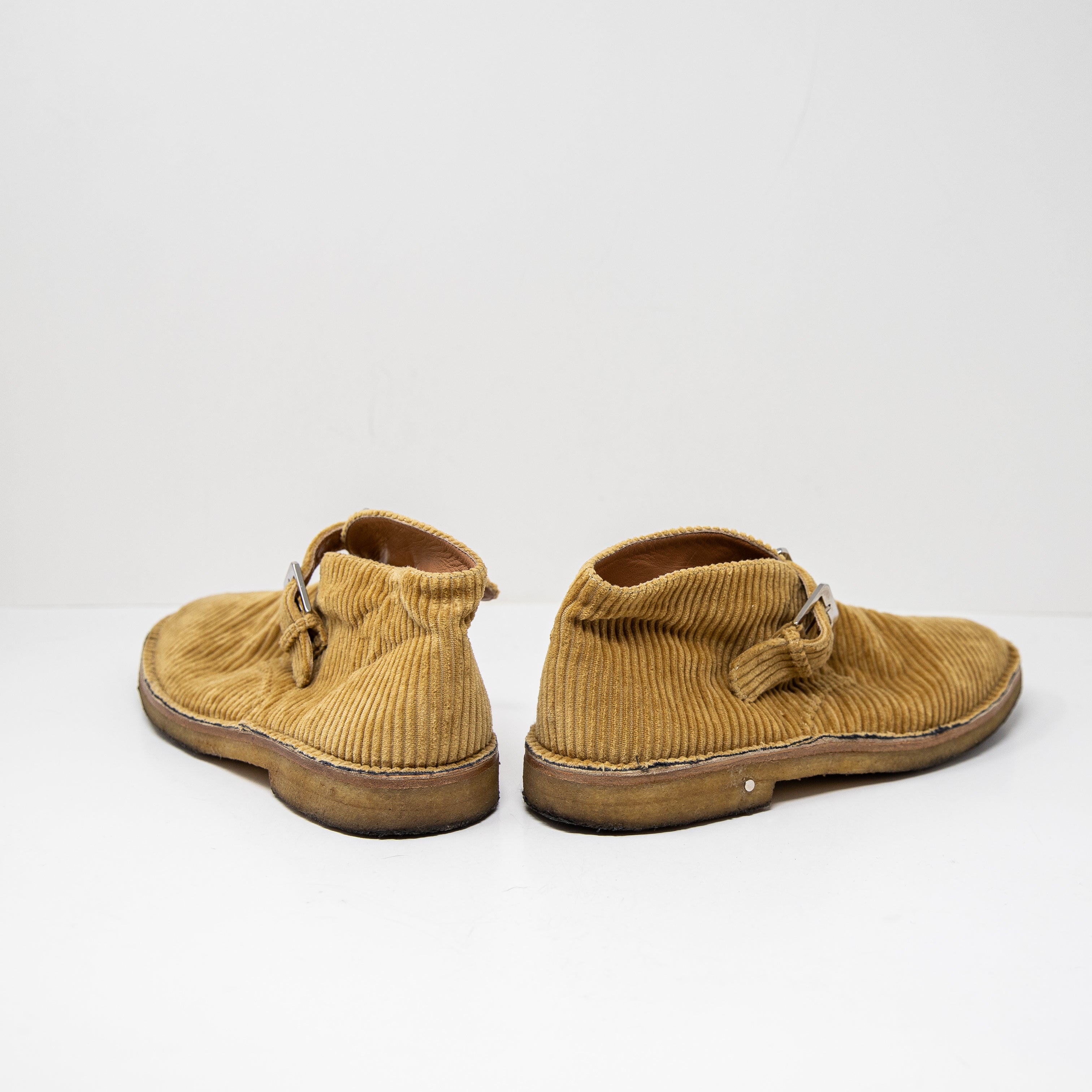 Laurence Dacade Corduroy Velvet Velour Low Top Ankle Buckle Booties Flat Shoes