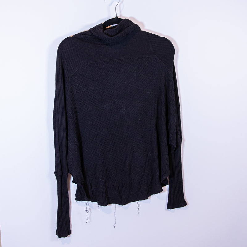 Free People Kristina Drippy Thermal Turtleneck Waffle Weave Pullover Sweater M