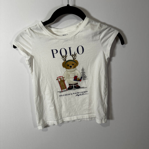 Polo Ralph Lauren Girl's Toddler Reindeer Bear Holiday Sled Print Cotton T-Shirt