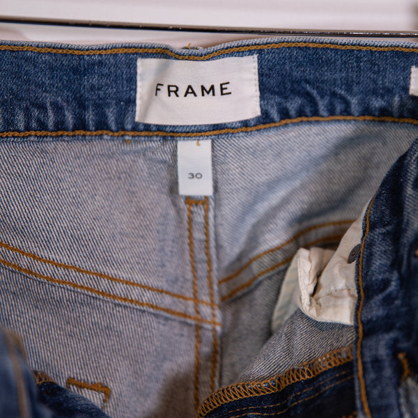 Frame Women's Le Vintage Bermuda Distressed Denim Jean Shorts In Mirada Sand 30