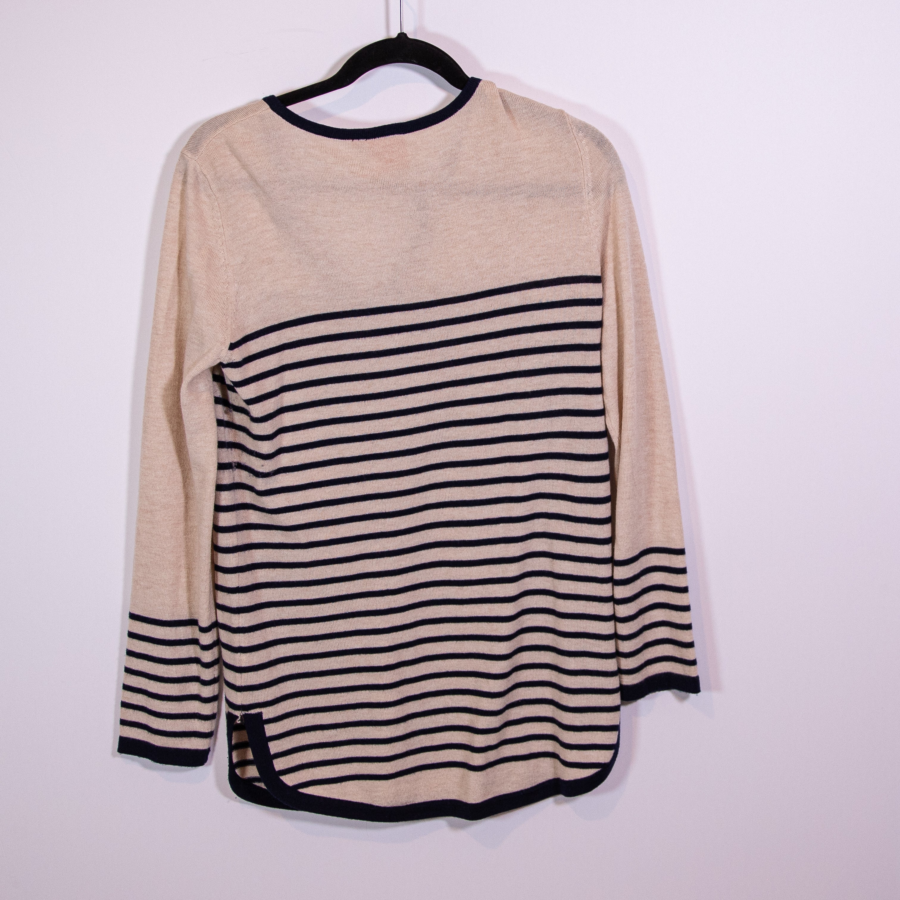 Tory Burch Odessa Wool Cashmere Blend Knit Stretch Striped Tunic Sweater Medium