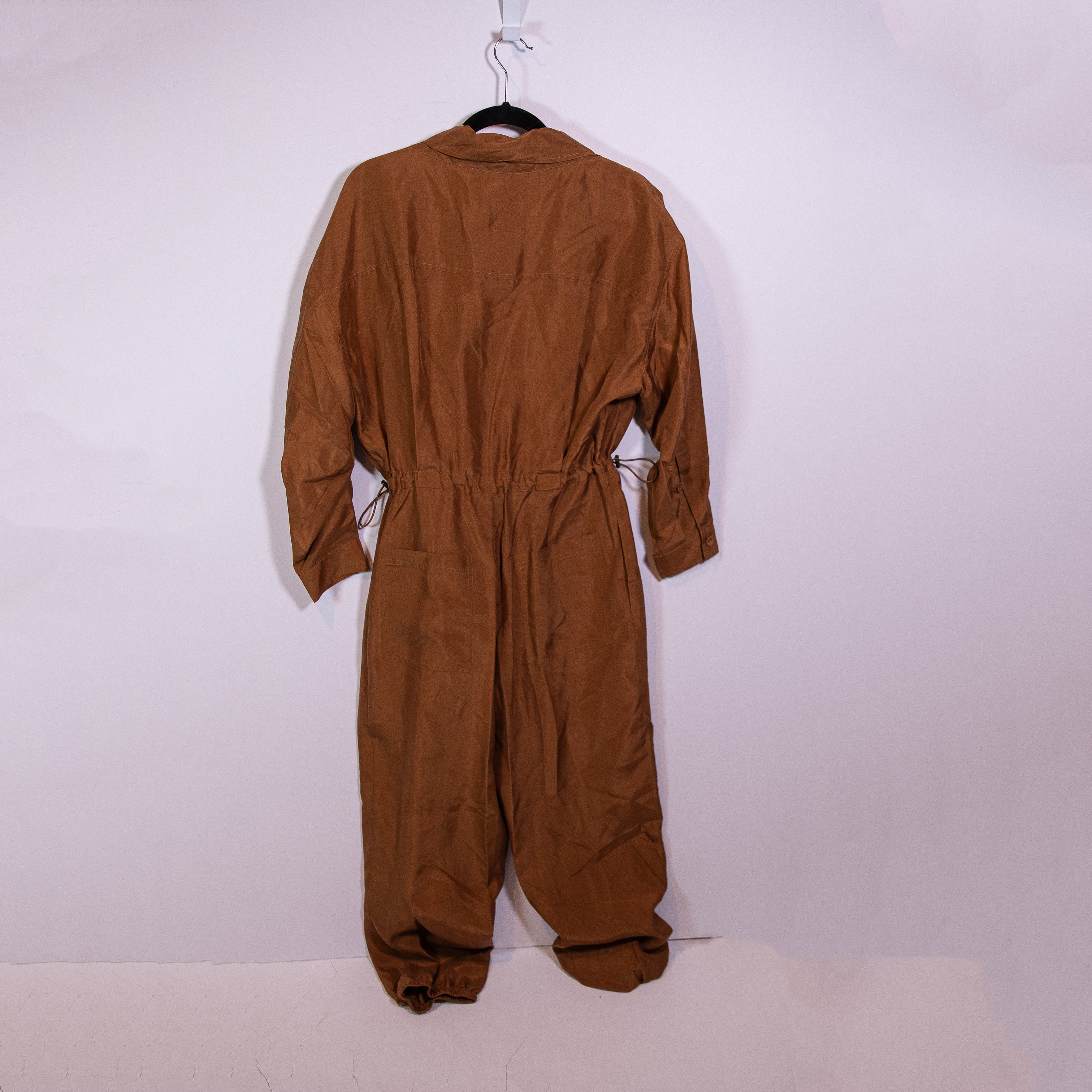 NEW Ulla Johnson Aida Silk Chiffon Cinch Waist Utility Cago Jumpsuit Chestnut 0