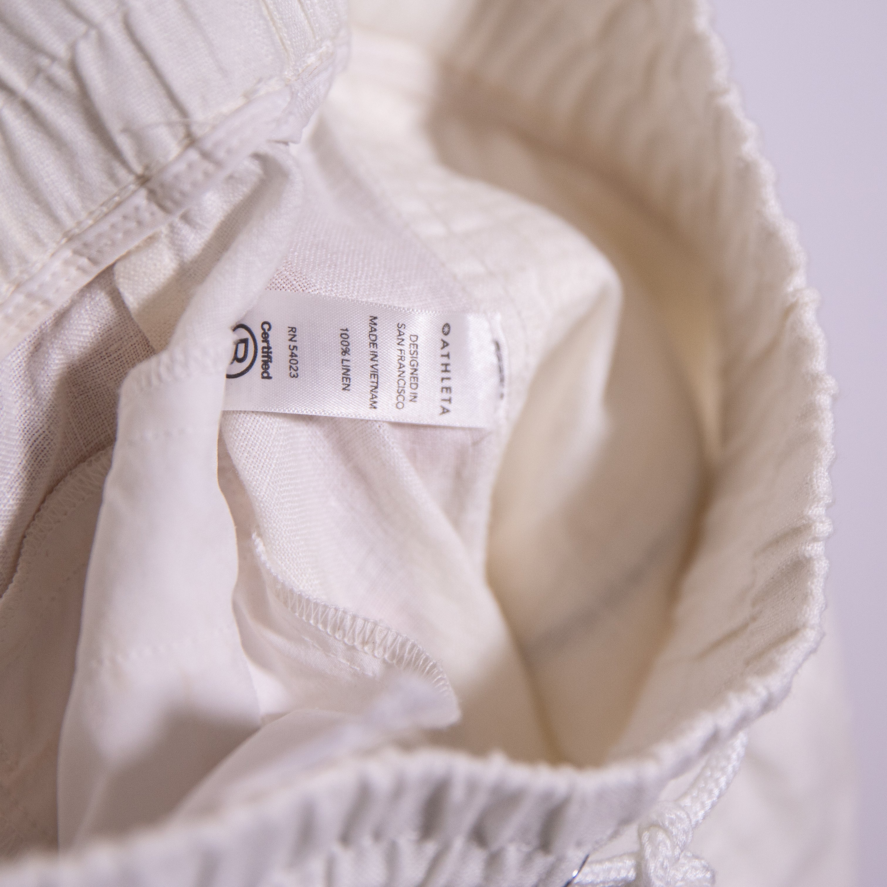 Athleta Women's Cabo Linen Ankle Crop Machine Washable Jogger Pants White 6