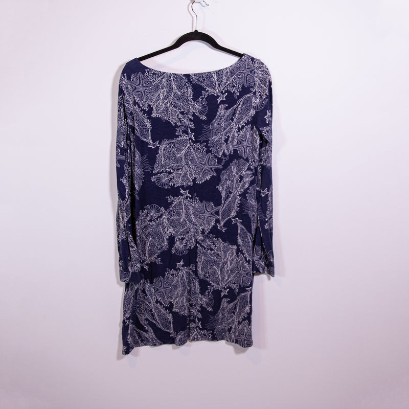 Lilly Pulitzer Cotton Silk Lightweight Breathable Blue White Coral Print Dress