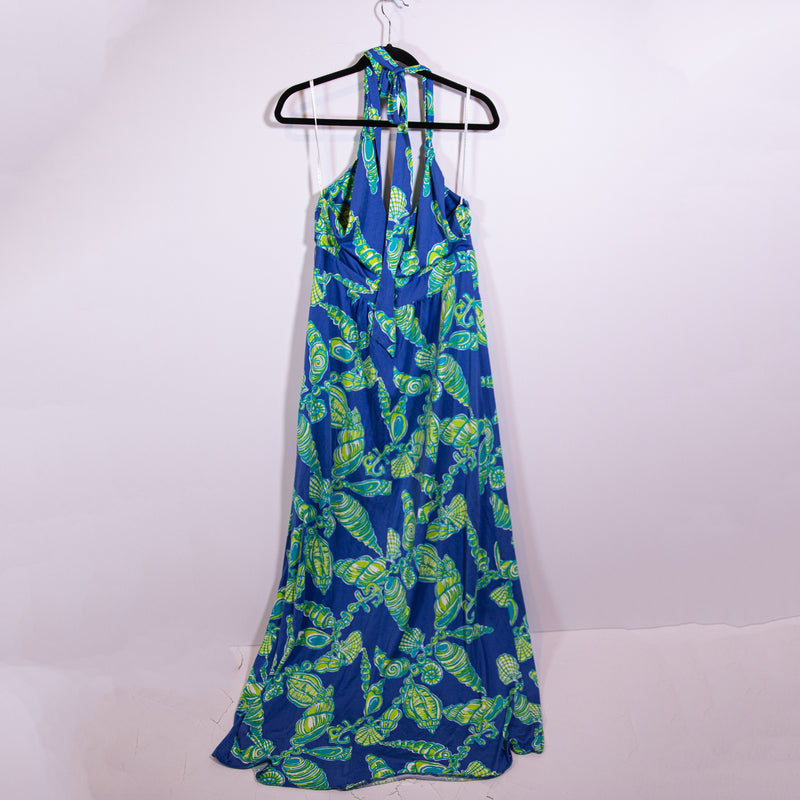 Lilly Pulitzer Silk Cotton Lightweight Halter Starry Blue Fallin In Love Dress