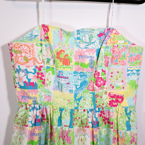 Lilly Pulitzer Lottie Cotton Strapless Mini Dress State Of Mind Patchwork Dress
