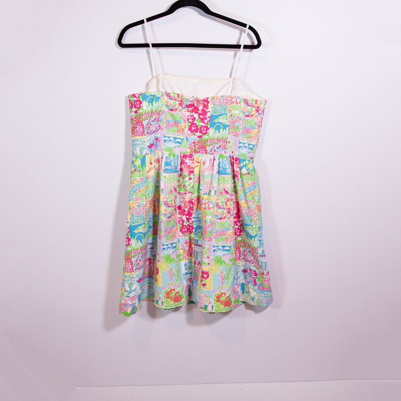 Lilly Pulitzer Lottie Cotton Strapless Mini Dress State Of Mind Patchwork Dress