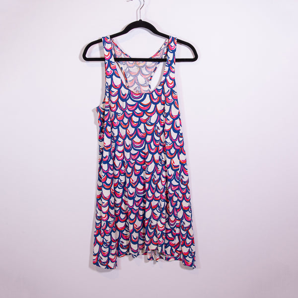 Lilly Pulitzer Monterey Cotton Guilty Blue White Pink Summer Scale Loro Dress L