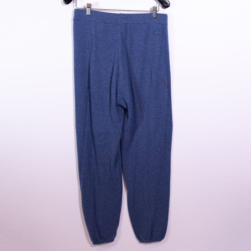 Tory Burch Sport Women's Cashmere Knit pull On Jogger Pants Blue Wash Heather S