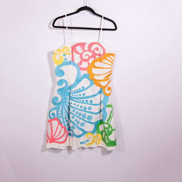 Lilly Pulitzer Blossom Dress Cotton Ciquita Bonita Embroidered Print Strapless