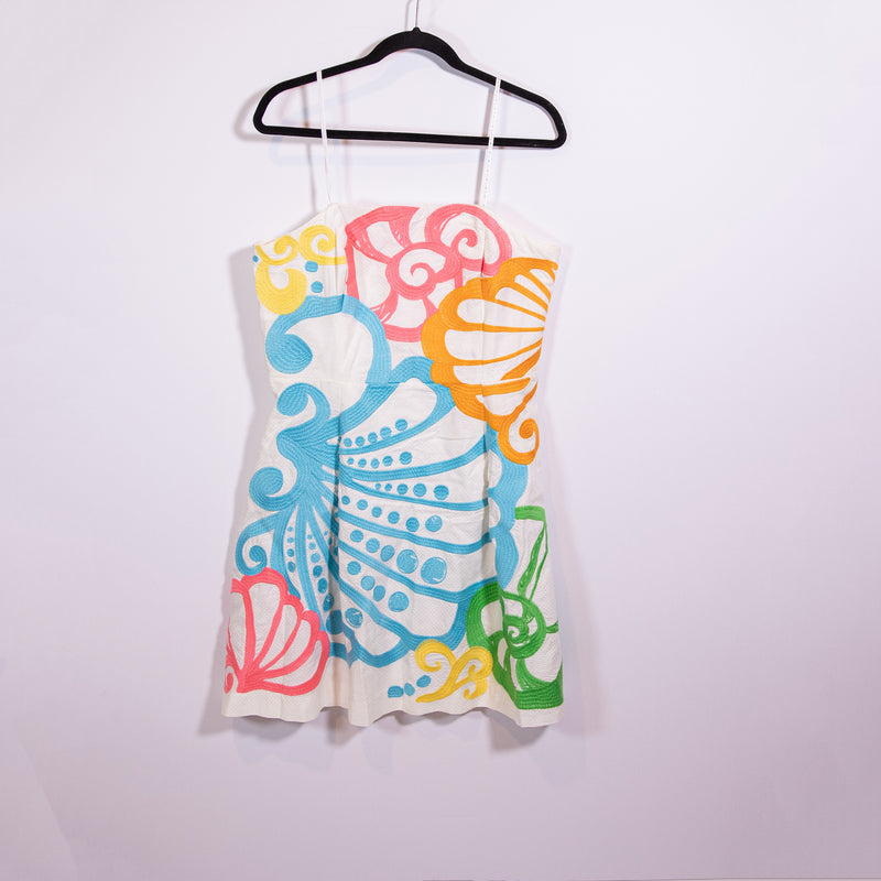Lilly Pulitzer Blossom Dress Cotton Ciquita Bonita Embroidered Print Strapless