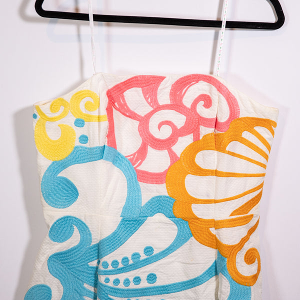 Lilly Pulitzer Blossom Dress Cotton Ciquita Bonita Embroidered Print Strapless