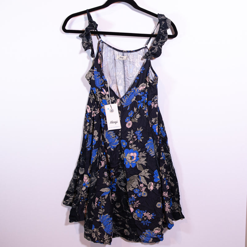 NEW Maaji Lori Sleep Blue Poppy Floral Flower Print Mini Dress Medium