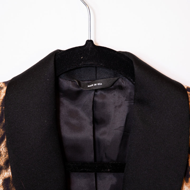 R13 Shawl Lapel Satin Tuxedo One Button Cheetah Leopard Animal Print Blazer S