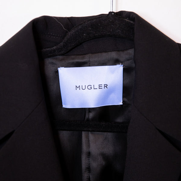 Thierry Mugler Wool Stretch One Button Structured Darted Blazer Jacket Black 38