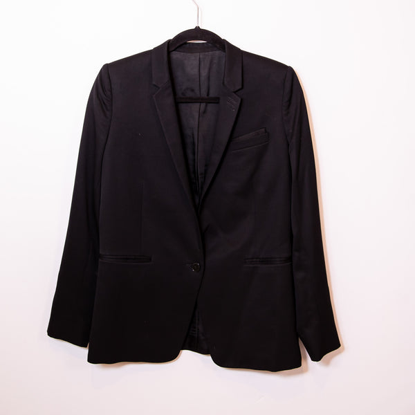 The Kooples Women's Crepe One Button Collared Structured Blazer Jacket Black S