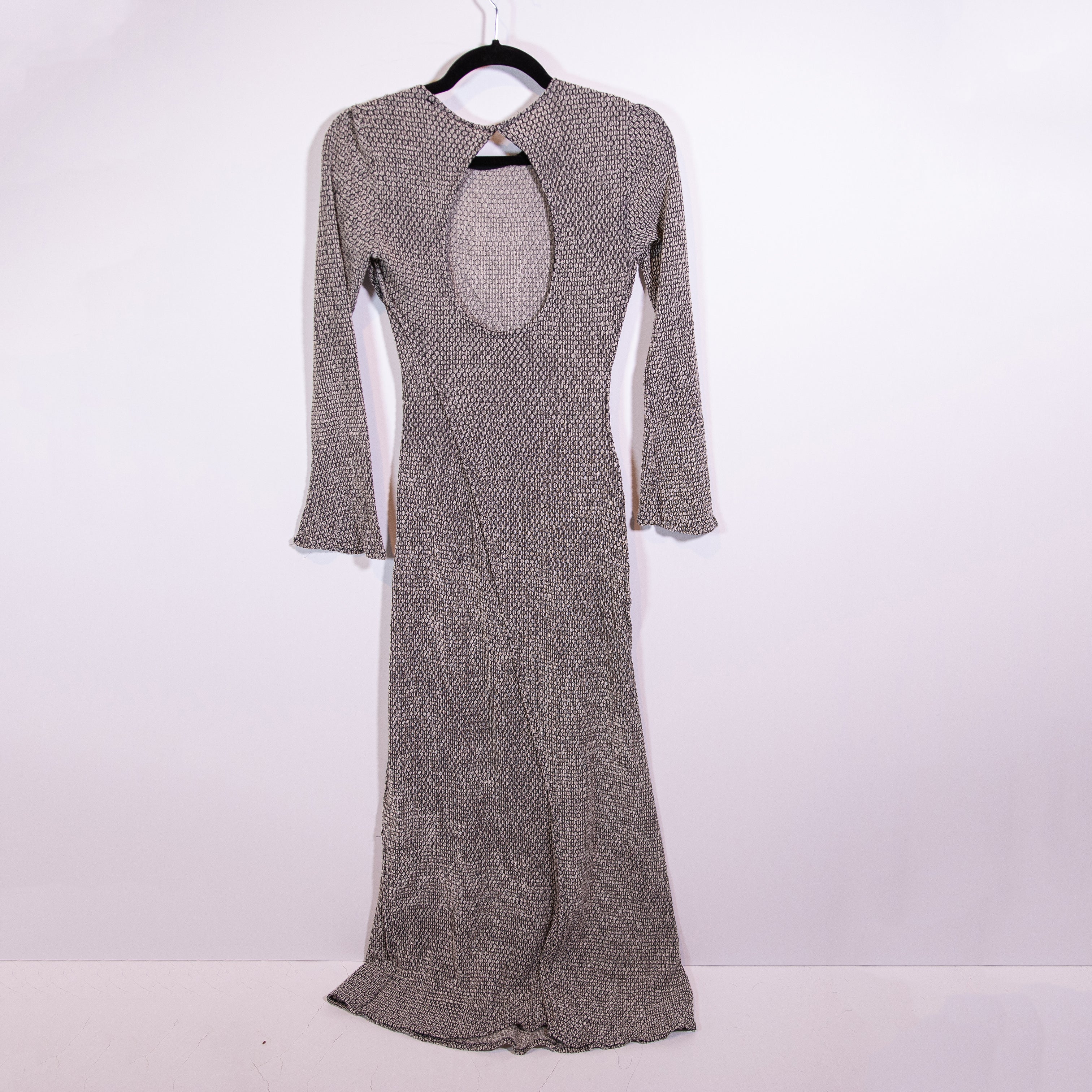 NEW Zara Crochet Knit Assymetrical Seams Long Sleeve Pullover Sweater Dress XS