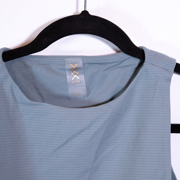 NEW Rhone Ripple Longline Athletic Work Out pilates Crop Tank Top Blue Hue M