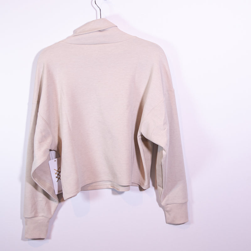 NEW Rhone DreamGlow Mock Neck Anti Odor Pullover Sweatshirt Sweater Sand Small