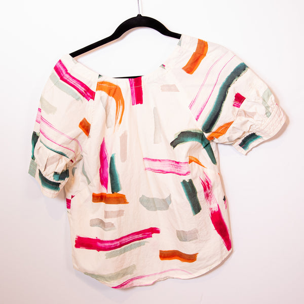 Anthropologie The Art Of Aimee Clark Brushstroke&nbsp;Abstract Print Pattern Blouse