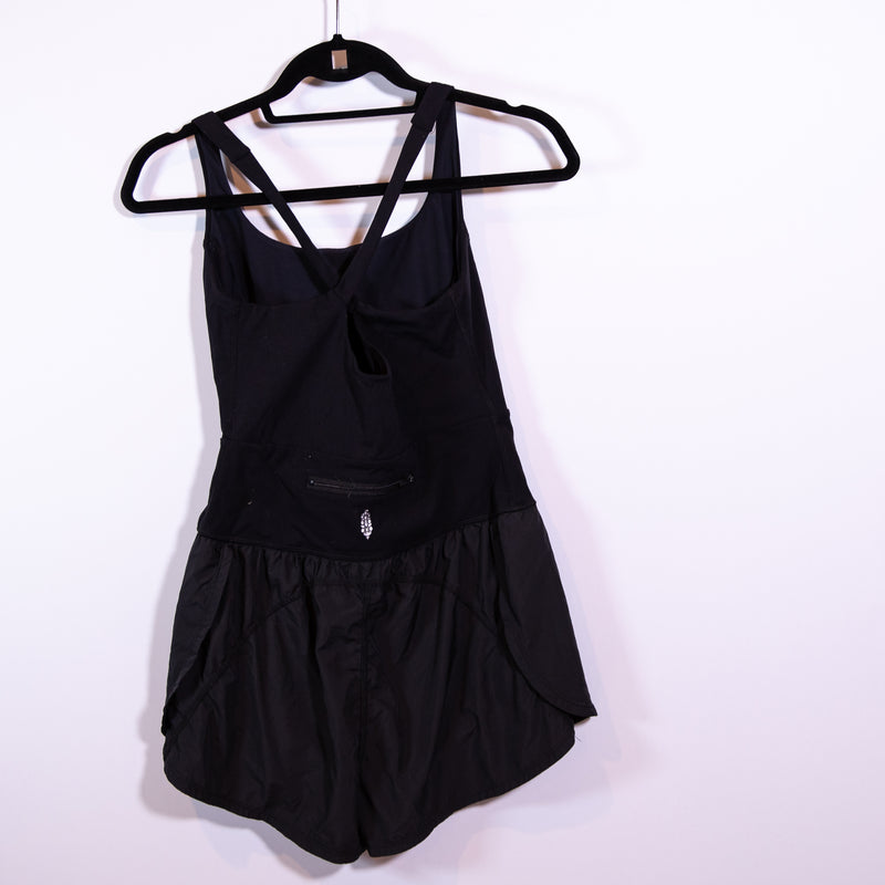 Free People FP Movement Righteous Runsie One Piece Mini Romper Black Small