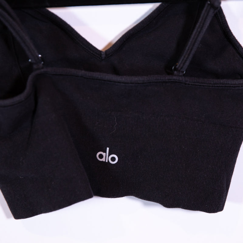 Alo Yoga Women's Delight Athletic Work Out Sports Bra Bralette Black Small