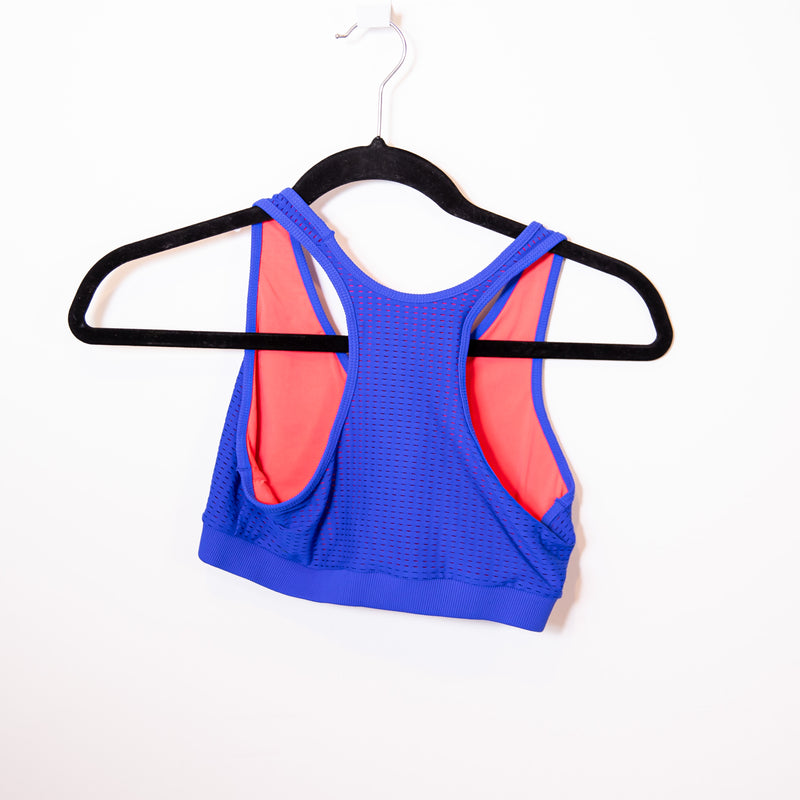 Maaji Activewear Blue Pink Perforated Racerback Athletic Work Out Sports Bra S