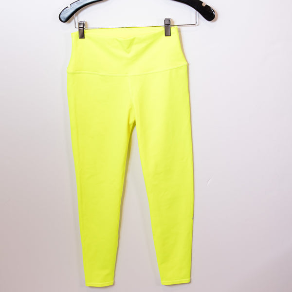 Alo Yoga Women's Neon Highlighter Yellow High Rise Athletic Work Out Leggings S