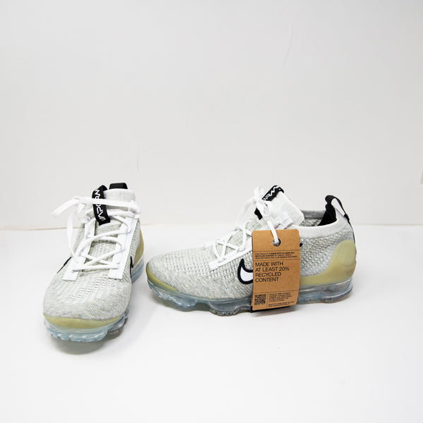 NEW Nike Youth Air Vapormax 2021 Flyknit Gs White Metallic Silver Sneaker Shoe