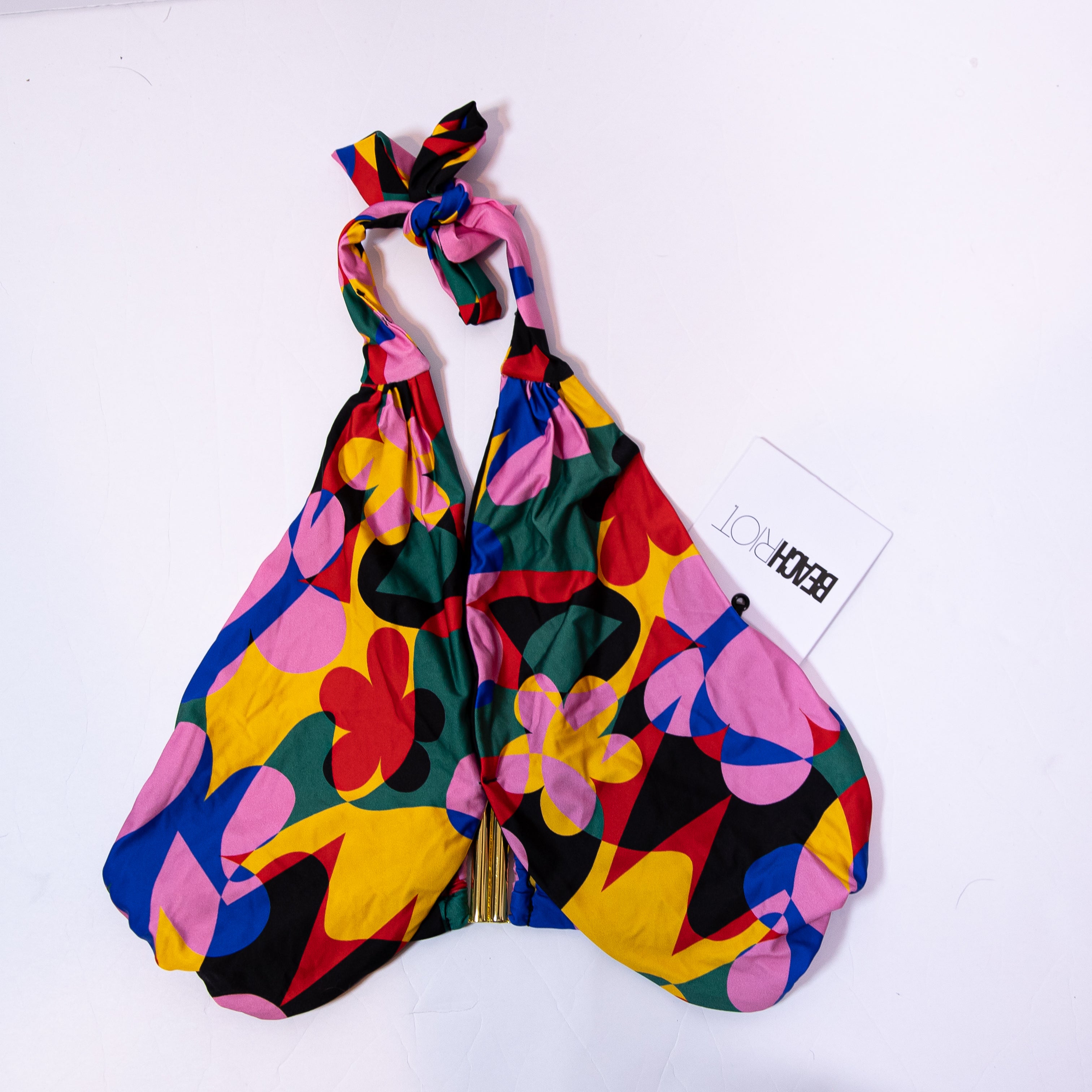 NEW Beach Riot Jessica Halter Neck Top Flower Print Bikini Bathing Suit Top M