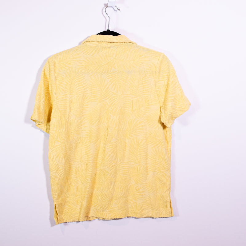 L*Space Fronds Forever Cotton Blend Terrycloth Button Down Shirt Yellow Small