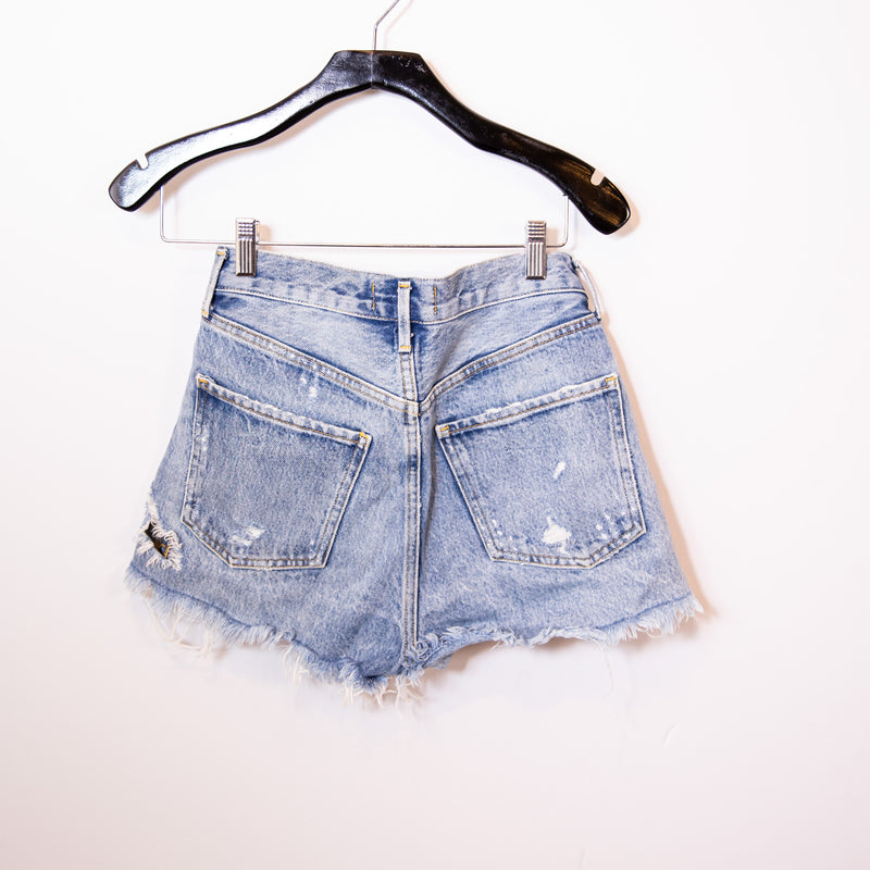 Agolde Women's Jaden High Rise Cut Off Distressed Denim Jean Shorts Surreal Wash