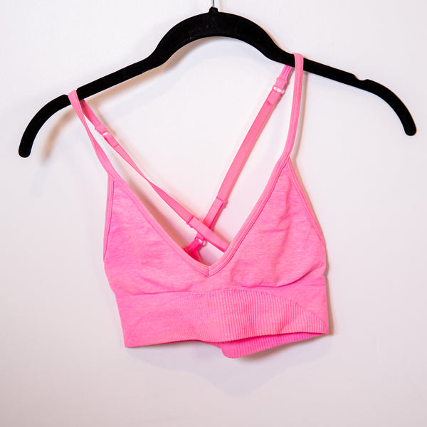 Lululemon Ebb To Street Seamless Athletic Work Out Sport Bra Heathered Zing Pink