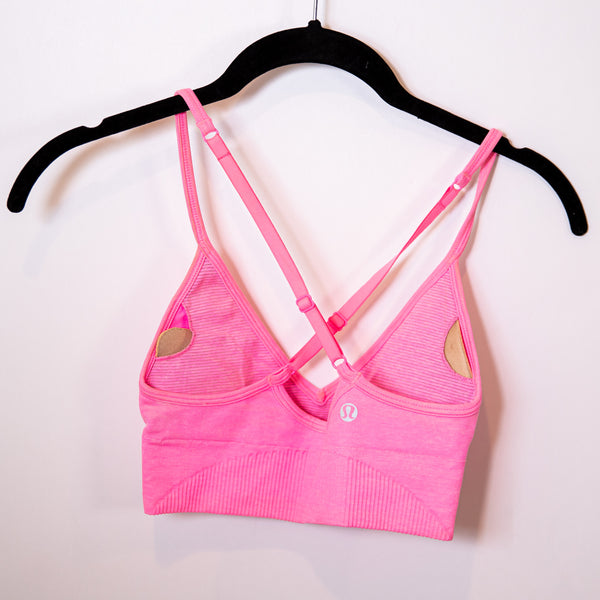 Lululemon Ebb To Street Seamless Athletic Work Out Sport Bra Heathered Zing Pink