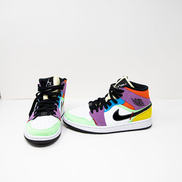 Nike Women's Air Jordan 1 Mid SE High Top Lace Up Sneakers Shoes Lightbulb