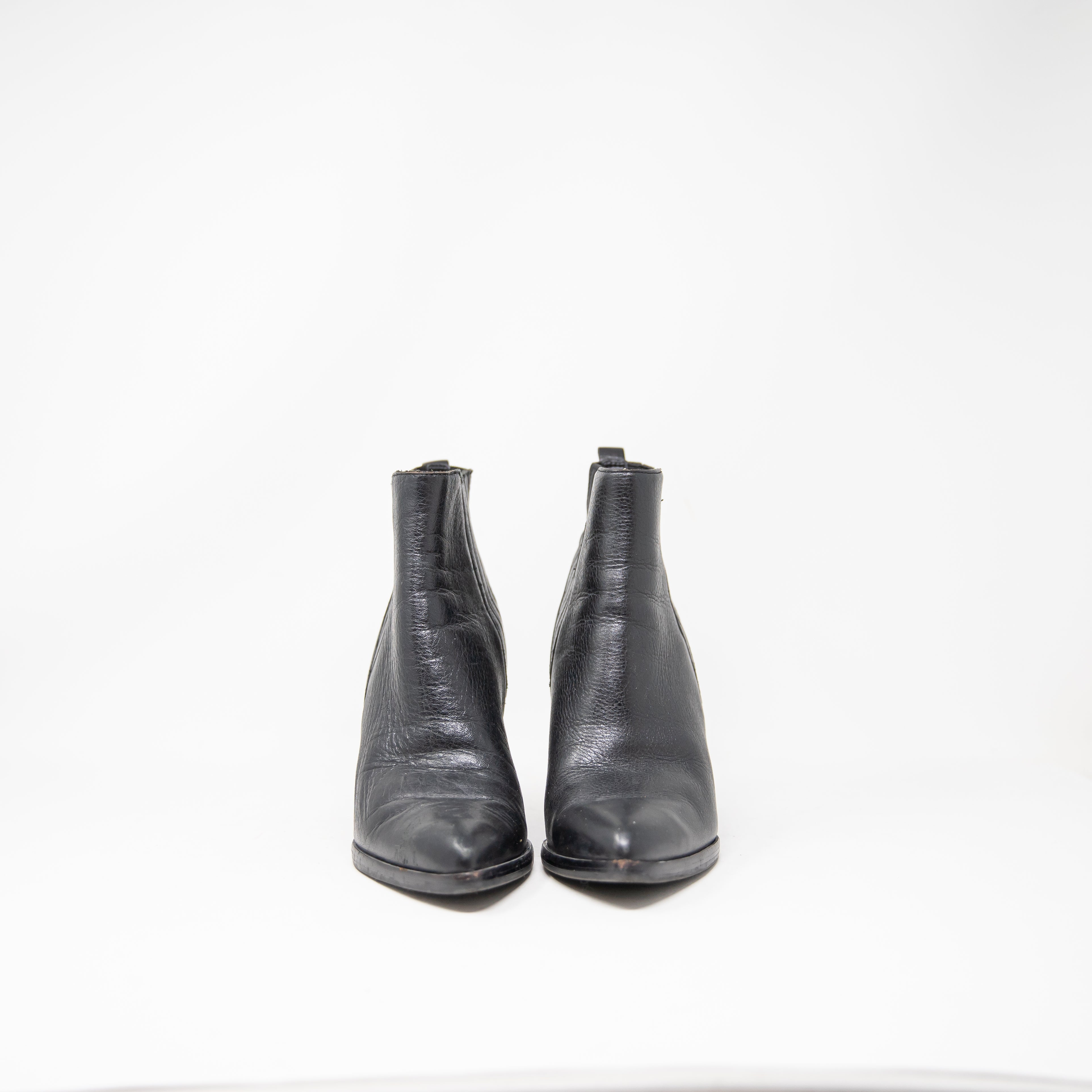 Marc Fisher LTD Alva Stacked Wood High Heel Pointy Toe Ankle Booties Shoes Black