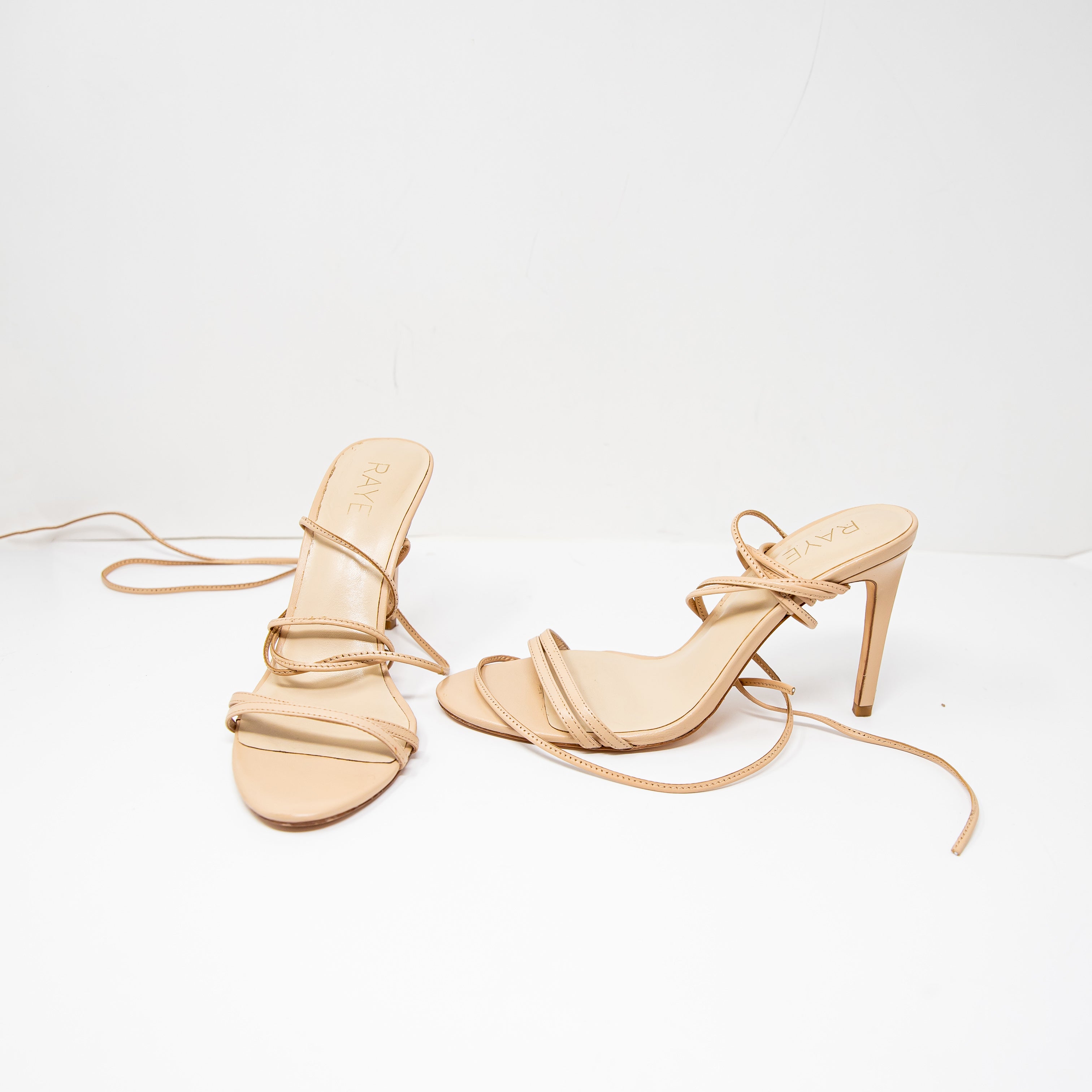 Raye Women's Genuine Leather Strappy Ankle Lace Up Stiletto High Heels Shoes 8