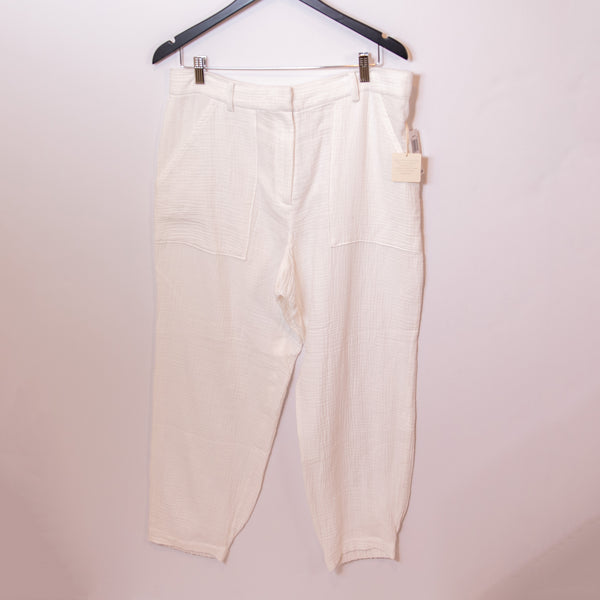 NEW Magaschoni Organic Cotton Lightweight Gauze Straight Leg Ankle Crop Pants L