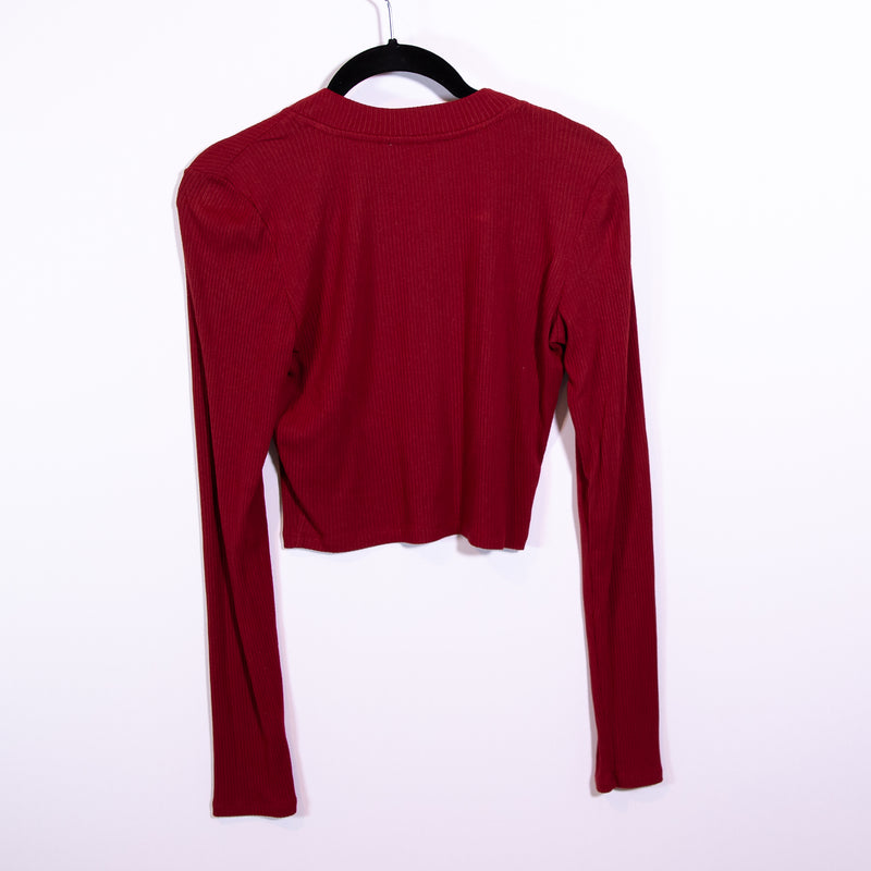 Wilfred Free Aritzia Modal Stretch Ribbed Knit Mock Neck Long Sleeve Cropped Top